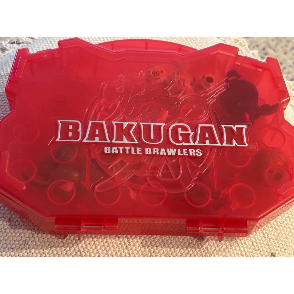 Bakugan Battle Brawlers Lot with Red Carrying Case -Dragonoid, Aranaut, Coredem+